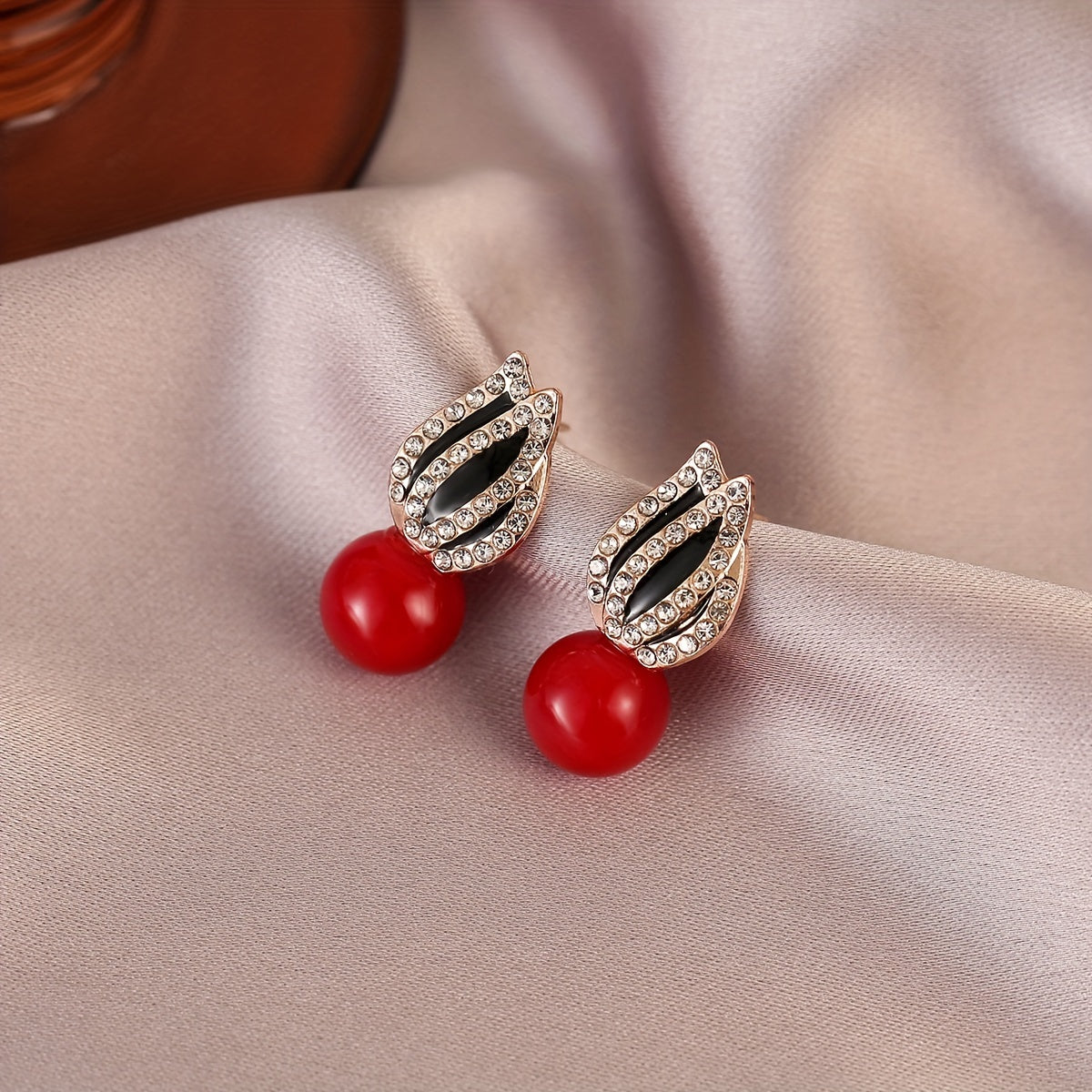 2pcs Pair Pearl Zircon Earrings Men Women