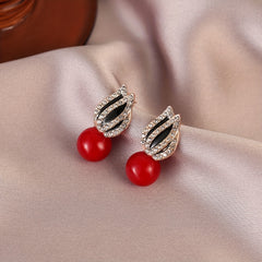 2pcs Pair Pearl Zircon Earrings Men Women