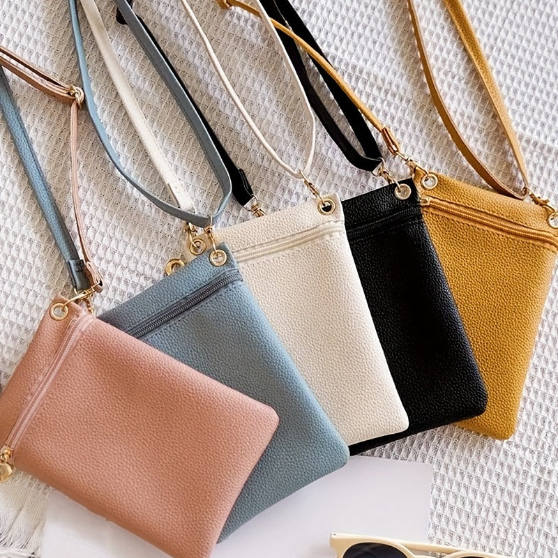 Lychee Pattern Zipper Shoulder Bag for Daily Essentials