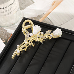 Flower Metal Golden Hair Claw Clip Non Slip Strong Hold Grip Hair Jaw Clip