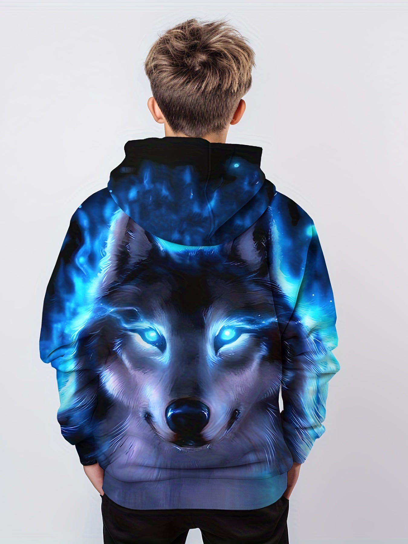 Wolf 3D Print Boys Hooded Sweatshirt Spring Fall Kids Hoodie Tops
