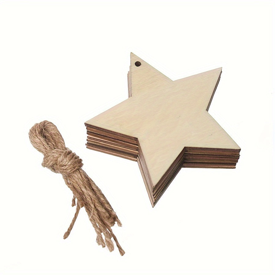 10pcs Natural Wood Small Pendants DIY Crafts Wood Chips Home Christmas Ornaments