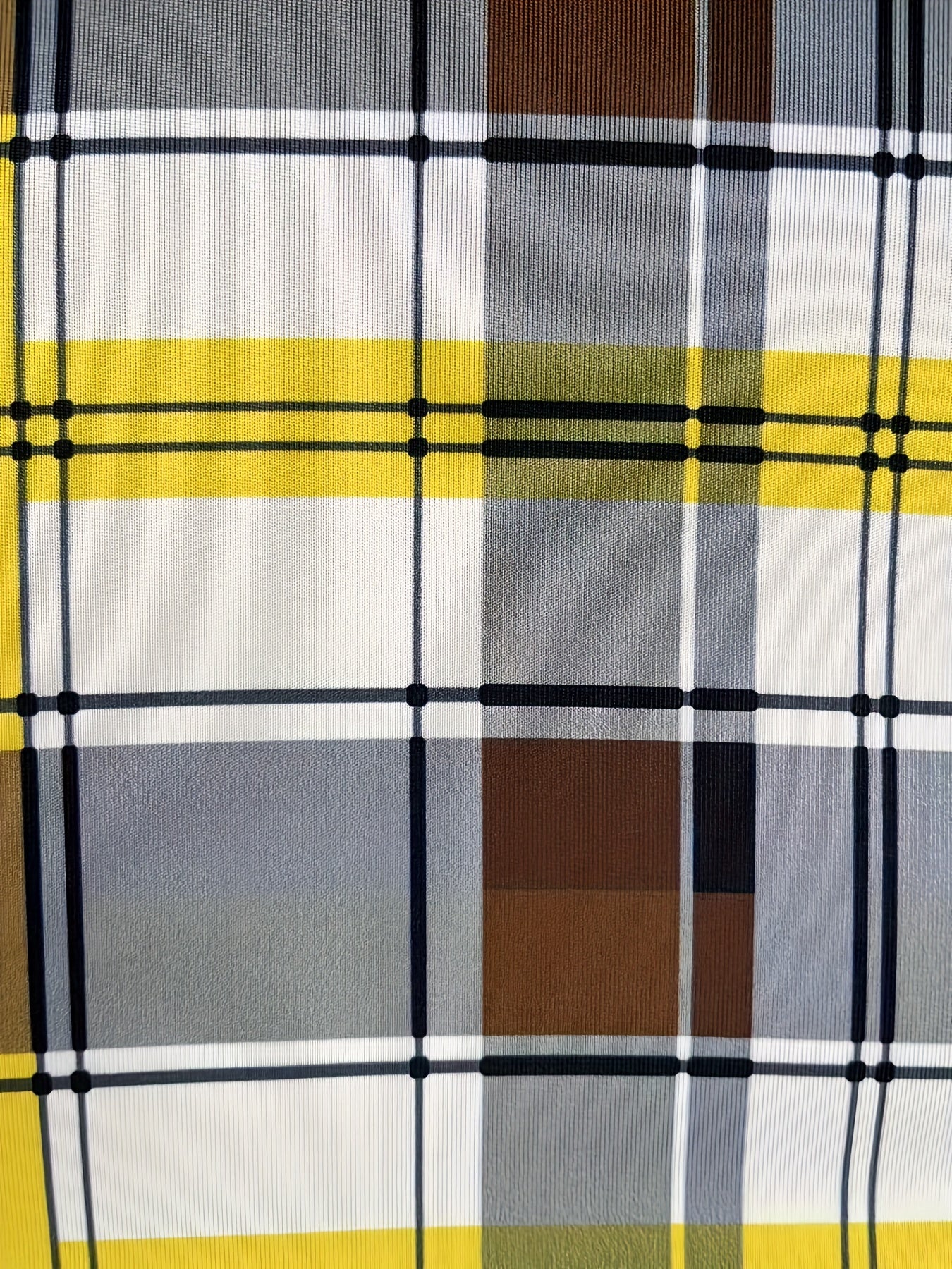  Colorblock Plaid Long Sleeve A Line Dress