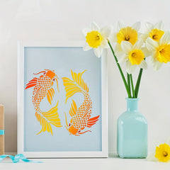 Koi Fish Stencil Template 29.97x29 Plastic - Painting Stencils For Wood Floo