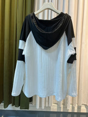  Women's Colorblock Cable Hoodie
