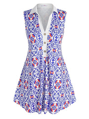  Retro Floral Print Tank Top