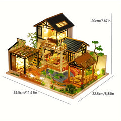 3D Puzzle Chinese Style Villa Yard Dollhouse Kit DIY Toy