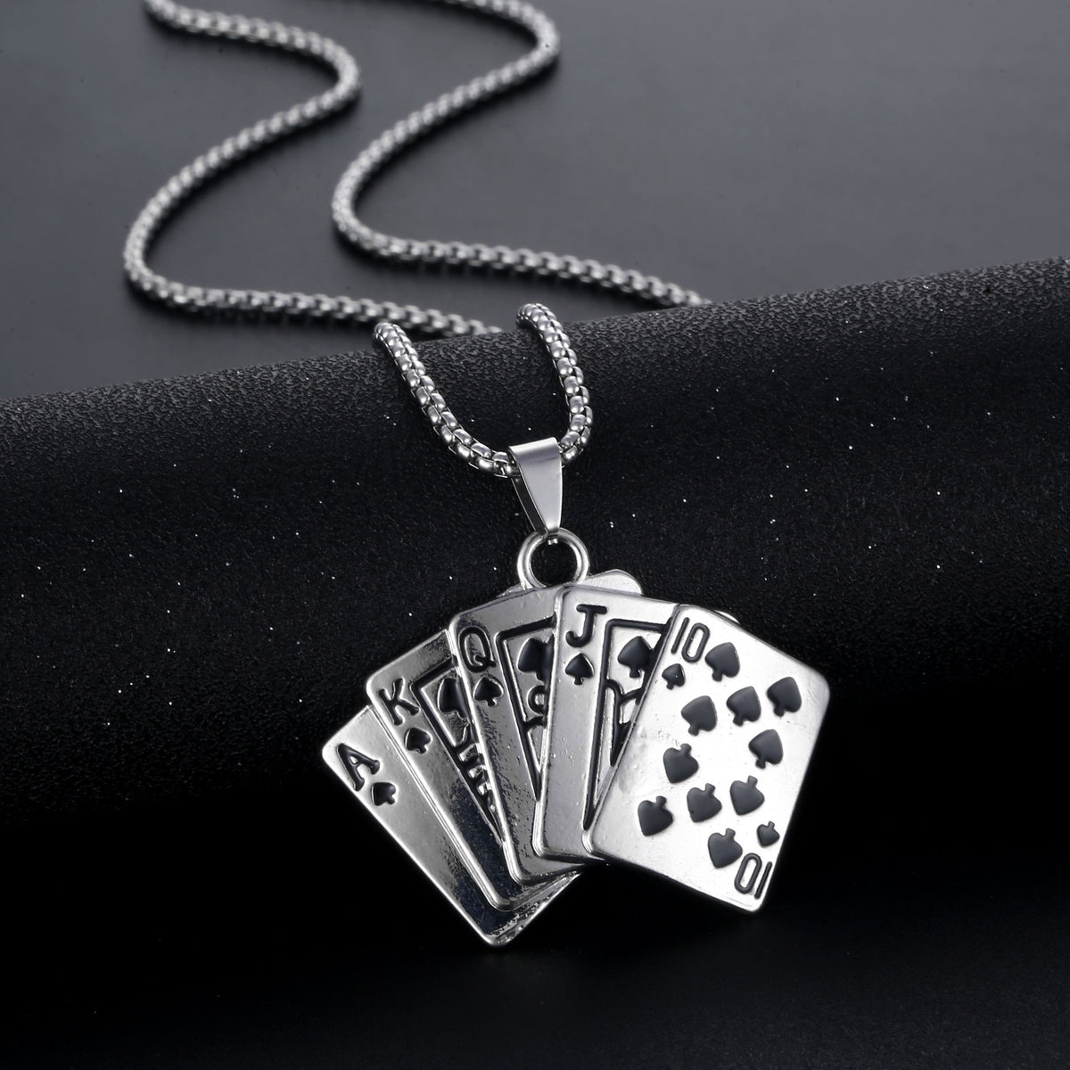 Titanium Steel Playing Cards Pendant Necklace Hip hop Men's Necklace Jewelry