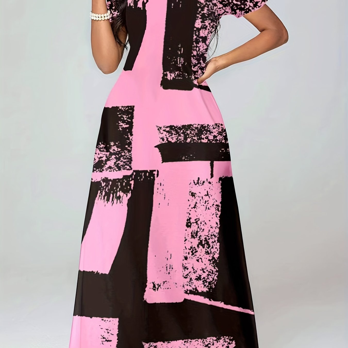  Cold Shoulder Maxi Dress with Pockets