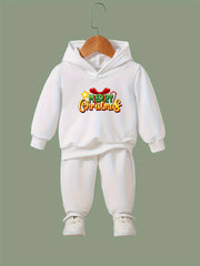 MERRY CHRISTMAS Print Hoodies Pants Set For Kids Spring Fall Sports Gift