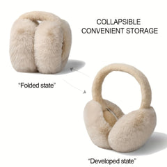 Winter Warm Beige Foldable Earmuffs for Outdoor Activities