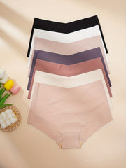 7pcs Seamless Solid Briefs Comfy Stretchy Panties Women's Lingerie
