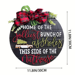 3D Crazy Christmas Holiday Funny Door Hanger Wooden Sign