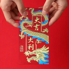 6 Dragon Themed Red Envelopes for Weddings & Birthdays