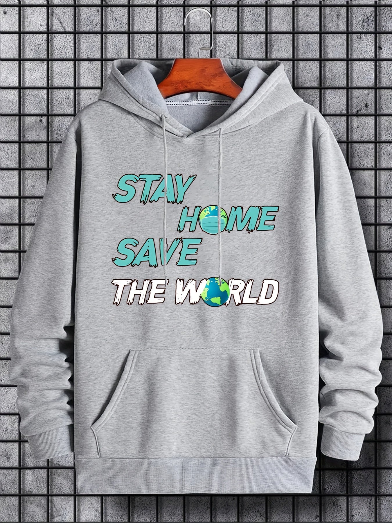Stay Home Save The World Print Hoodie