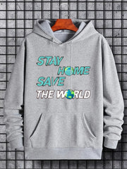Stay Home Save The World Print Hoodie