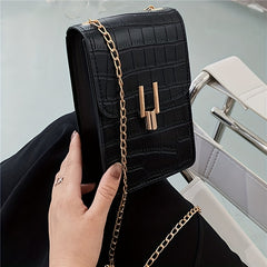 Crocodile Embossed Cell Phone Bag Mini Crossbody Purse