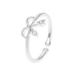 Women's Bow Ring Leaf Element Ring Accessories Party Birthday Gift