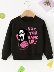 Alphabet Ghost Print Halloween Long Sleeve Sweatshirt