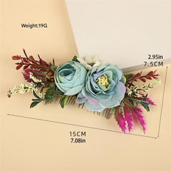 Pink Rose Hair Comb Clip with Greenery for Wedding Prom
