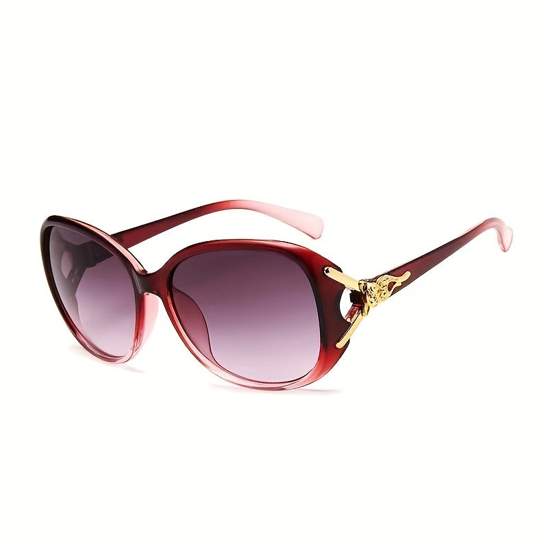 Vintage Women's Big Frame Fox Head Sunglasses Round Gradient Eyewear