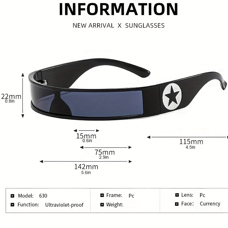 Star Pattern Wrap Sunglasses Y2K Cyberpunk Glasses