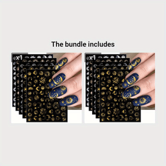 Colorful Moon Star Sun Nail Art Stickers Decals Self Adhesive Pegatinas