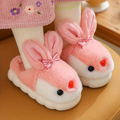 Girls' Rabbit Furry House Shoes - Non Slip Soft Bottom - Indoor Winter