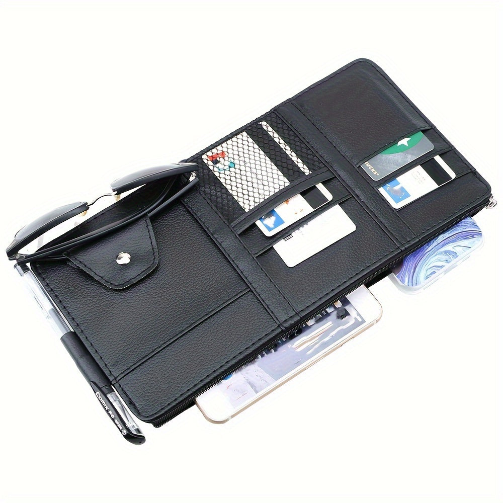 Car Visor Organizer Sun Visor Storage Pouch Sunglasses Holder Ticket Pocket