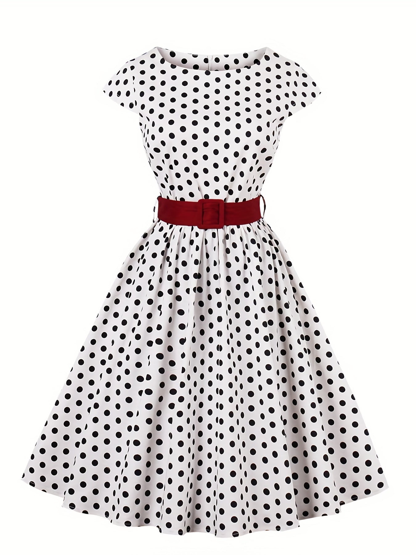  Plaid Print Cap Sleeve Swing Dress With Belt