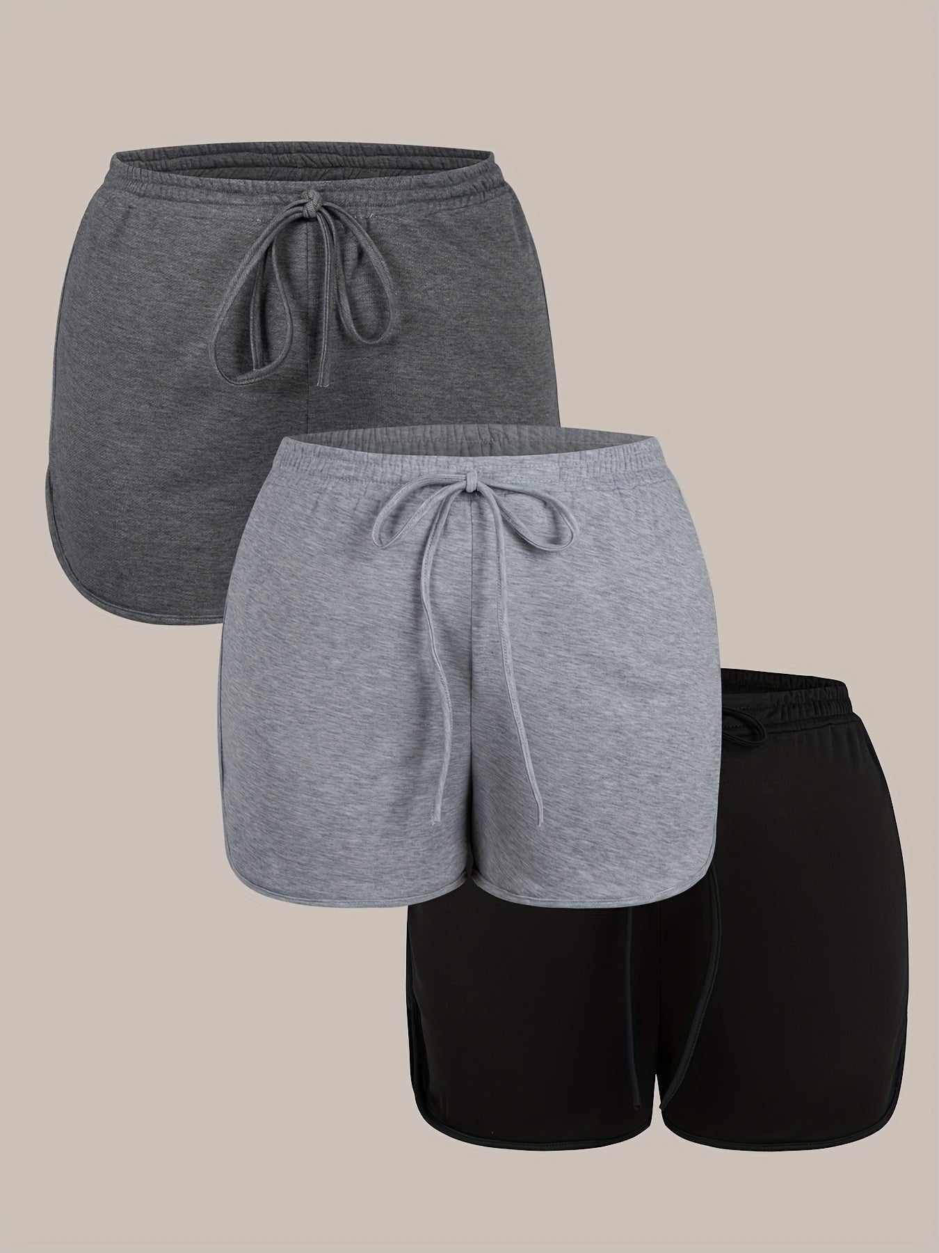 3 Pack Plus Size Casual Shorts Women's Plus
