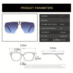 Aviator Sunglasses Gradient Rimless UV400 Metal Glasses
