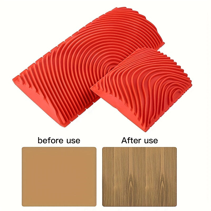 2pcs Rubber Wood Grain Rolling Brush Paint Tool