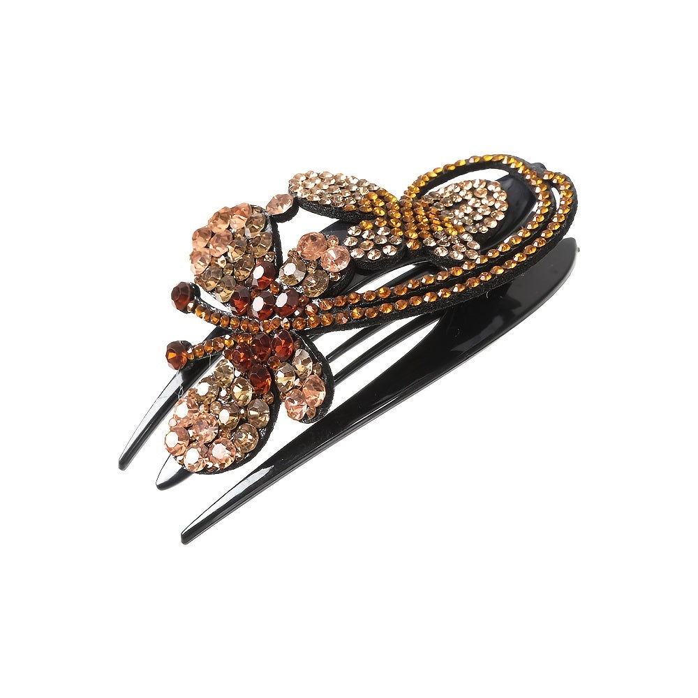 Rhinestone Flower Hair Claw Clip Strong Hold Hairpin