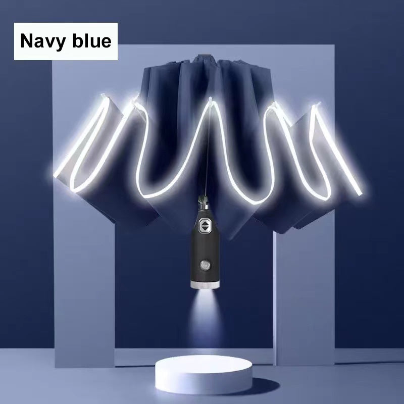 LED Light Folding Auto Umbrella