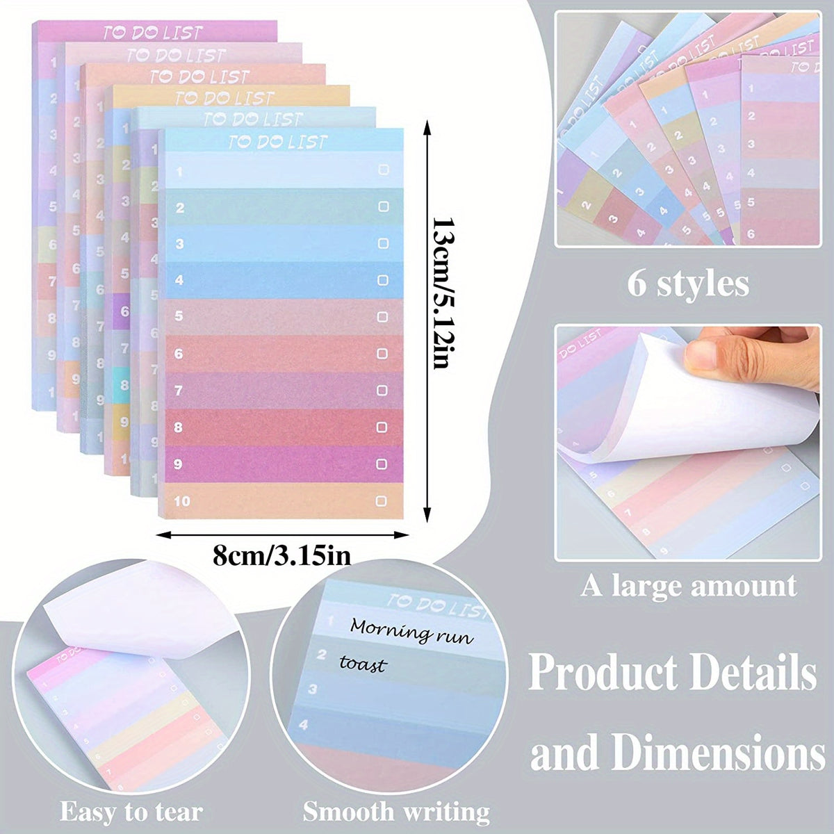 1pc 50 Sheets To Do List Sticky Notes Multicolor Lined Sticky Notes Memo Pad