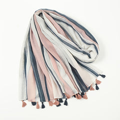 Striped Fringe Shawl Scarf Winter Warm Scarf