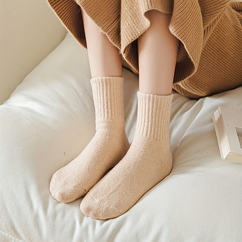 10 Pairs Solid Socks Comfy & Warm Women's Stockings & Hosiery