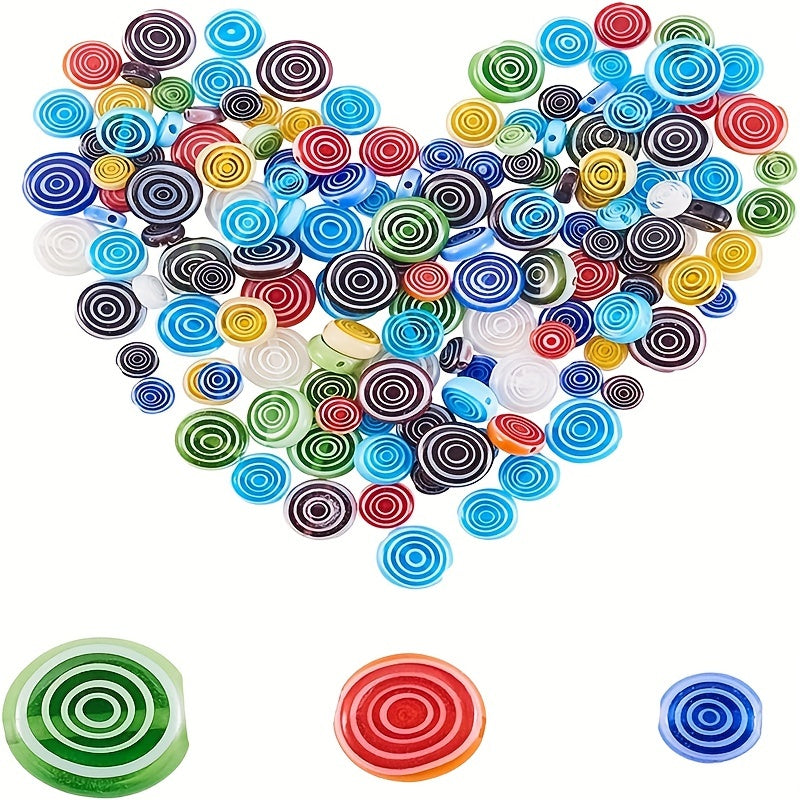 Rotating Pattern Colorful Round Glass Beads - 30-50pcs DIY Earrings Bra