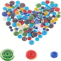 Rotating Pattern Colorful Round Glass Beads - 30-50pcs DIY Earrings Bra
