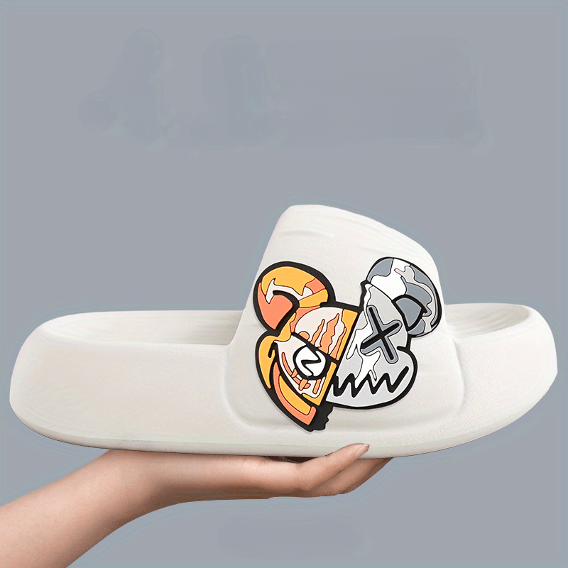 Men's Anime Print Non Slip Platform Slides Soft Sole Cloud Slides