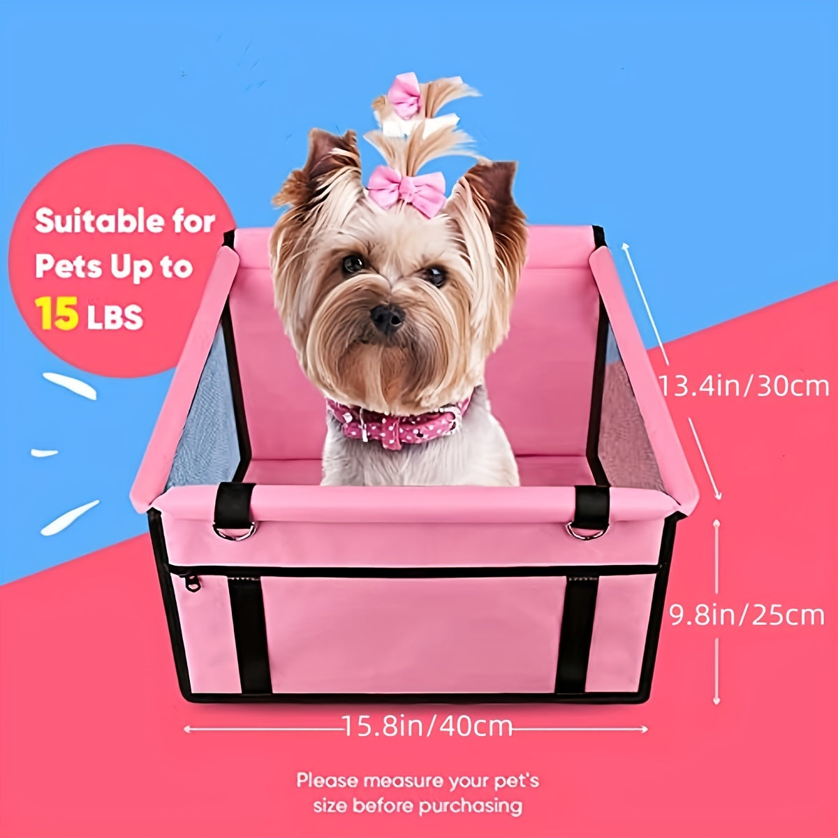Pet Dog Booster Car Seat with Clip On Leash