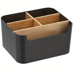 5 Compartments Bamboo Desk Organiser with Pen Holder