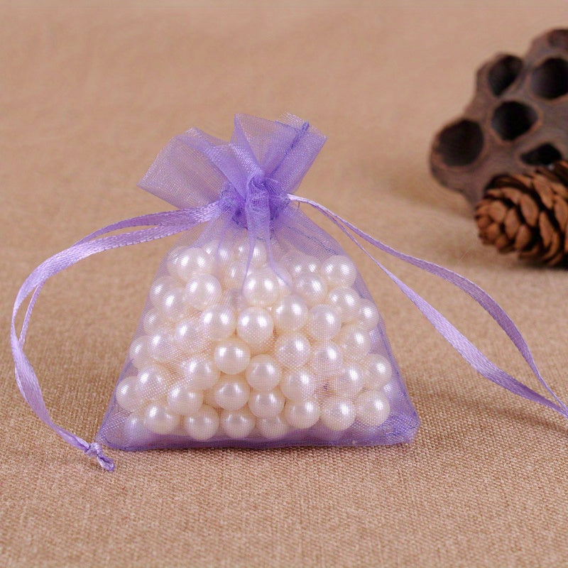 10pcs Organza Gift Bags For Party Wedding Sheer Drawstring Pouch