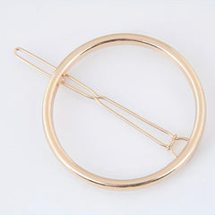 Round Frame Hair Clip Minimalist Solid Hair Pin Alloy Headwear