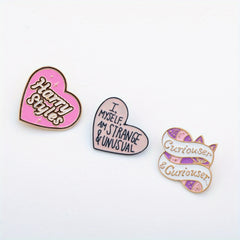 3pcs Cartoon Metal Badge Heart Letter Brooch Decoration for Men