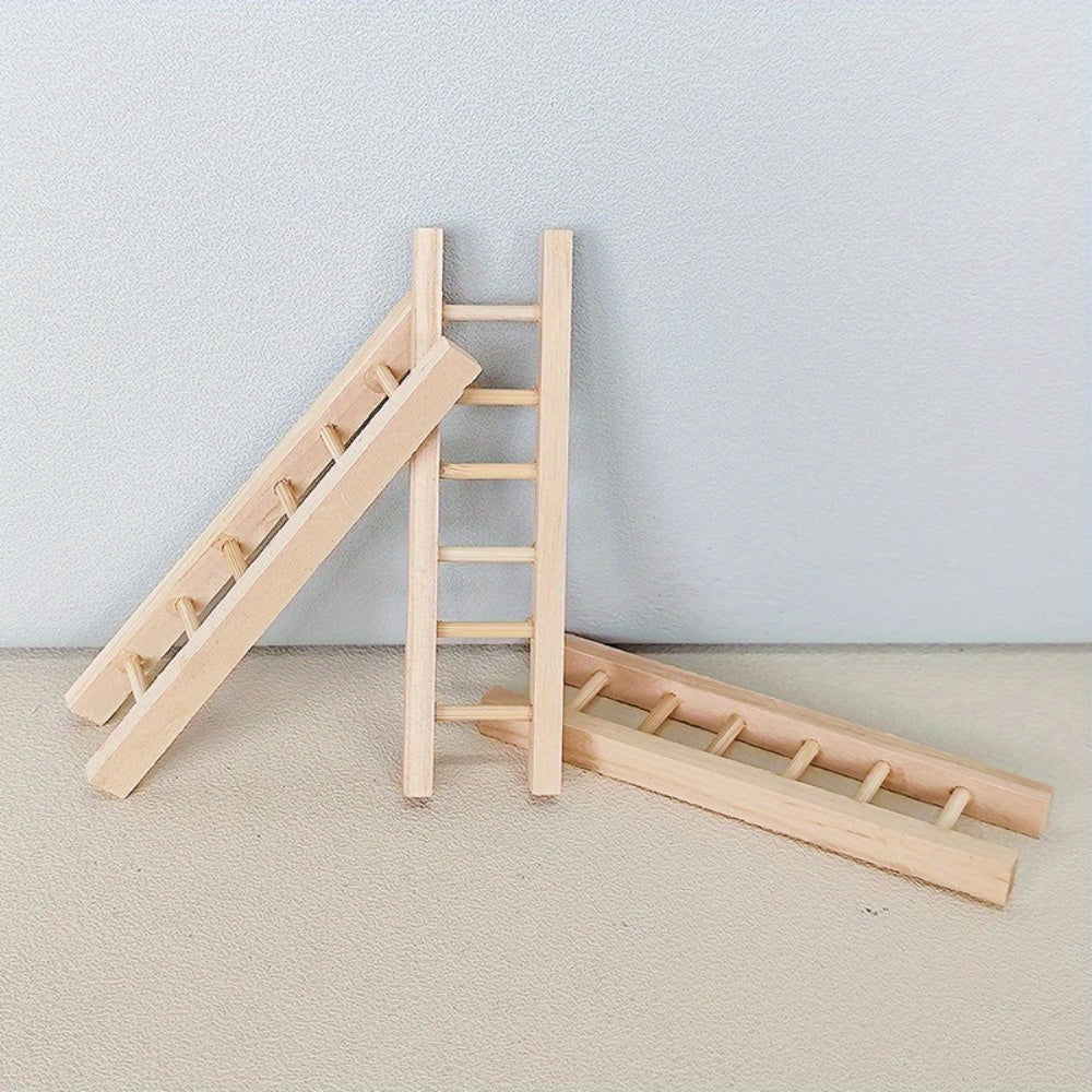 Mini Wooden Ladder Dollhouse Accessory Light Brown Intricate Detailing Creative