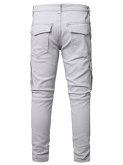 Boys Grey Stretch Jeans Skinny Slim Fit Pockets Cargo Pants Kids Clothes