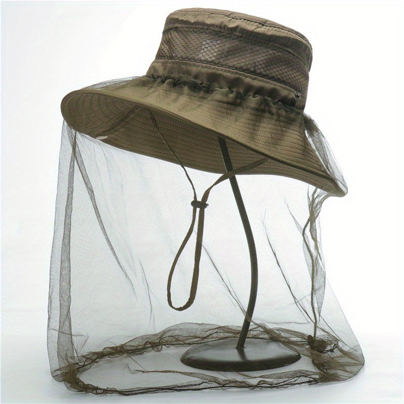 Summer Mesh Mosquito Bucket Hat For Outdoor Solid Unisex