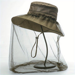 Summer Mesh Mosquito Bucket Hat For Outdoor Solid Unisex